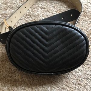 Leather black belt bag